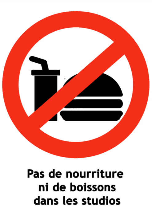 Pas de boissons dans les studios